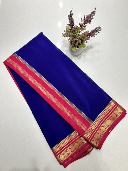 Purple & Pink Patli Pallu Mysore Silk Crepe saree