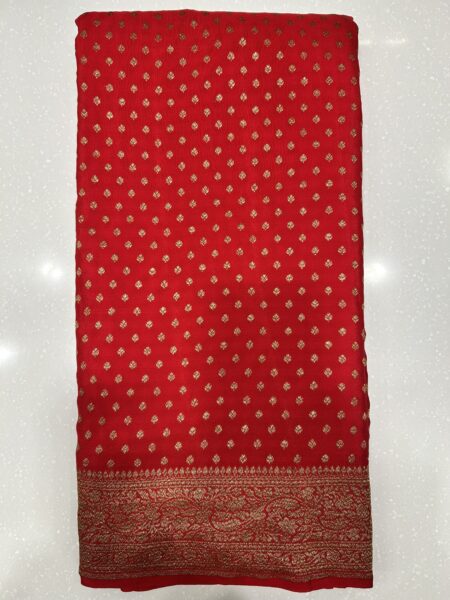 Red Banarasi Crepe Saree