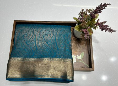 Rama Green Banarasi Crepe Rajgharanaa collection saree