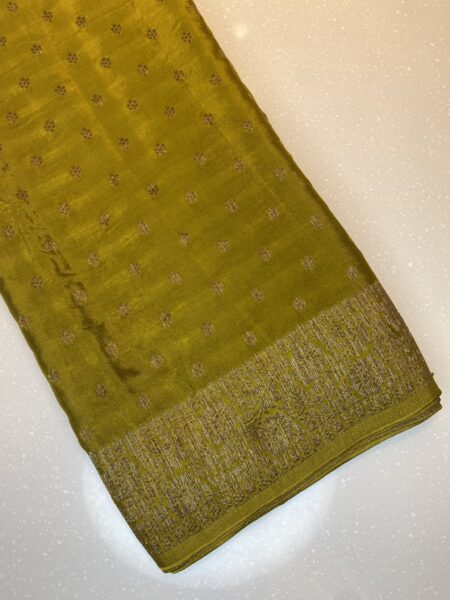 Mustard Yellow Designer Chinon crepe saree