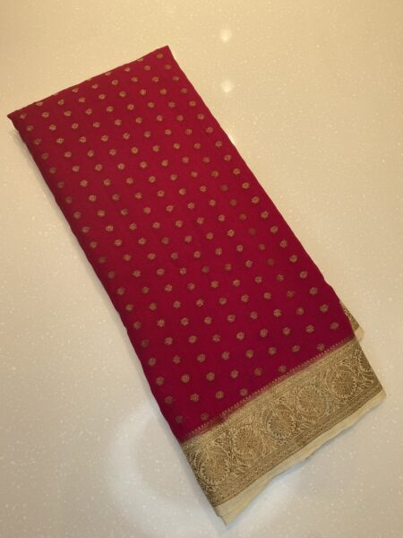 Chiffon Banarasi Rani Pink saree