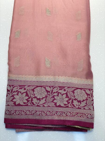 Pink Kaddi Chiffon saree