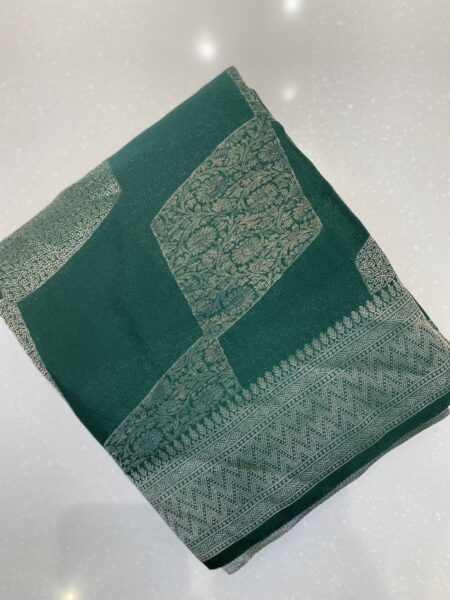 Bottle Green Georgette Banarasi Saree